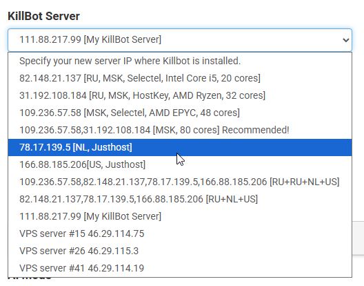 Choose KillBot server