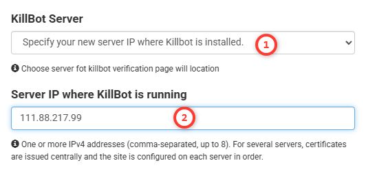 Enter KillBot server IP address