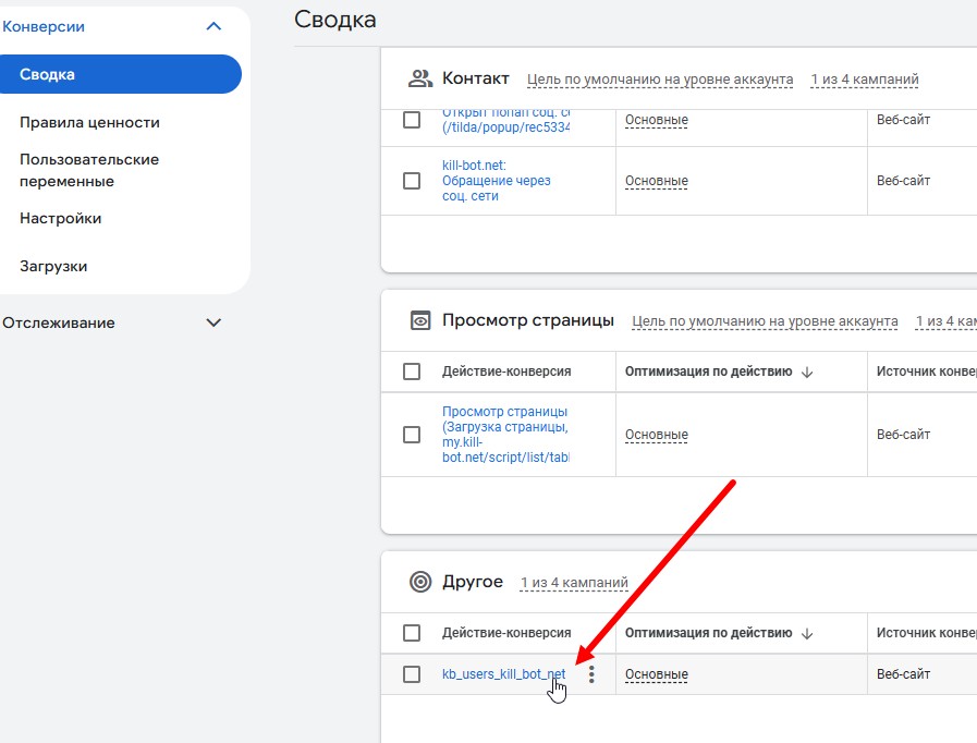 конверсия которую создал киобот в гугл адз