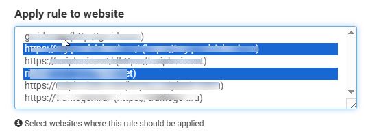 Select filtering rule