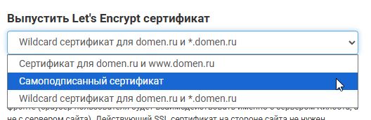 выбираем самоподписанный серт