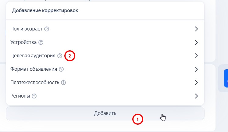 целевая аудитория в корректировках ставок