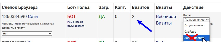 слепки с небольшим числом визитов блокировать не нужно